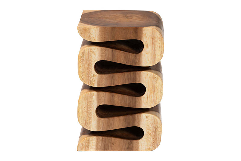 Fuchsia Hand-carved Suar Wood Side Table Baxton