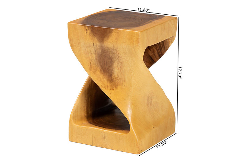 Scotlyn Hand-carved Suar Wood Side Table Baxton
