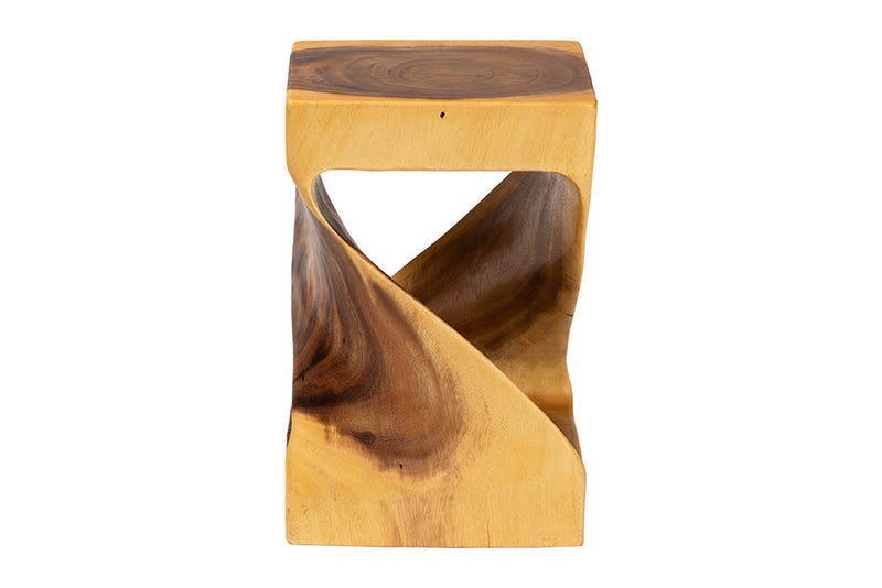 Scotlyn Hand-carved Suar Wood Side Table Baxton