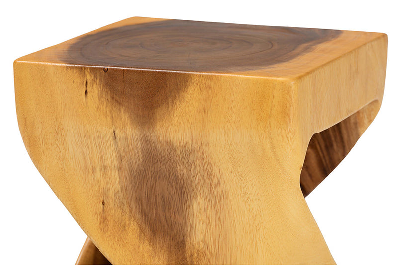Scotlyn Hand-carved Suar Wood Side Table Baxton