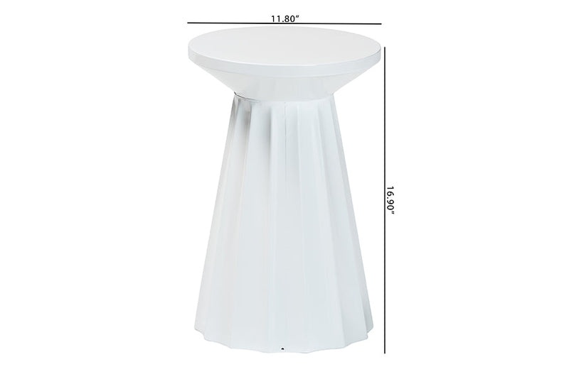 Wrenley Round Metal Scalloped Side Table Baxton