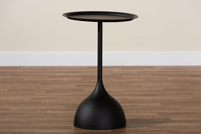 Virden Black Metal Pedestal Side Table Baxton