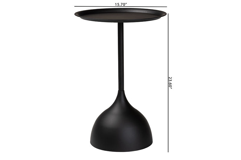 Virden Black Metal Pedestal Side Table Baxton