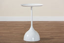 Virden White Metal Pedestal Side Table Baxton