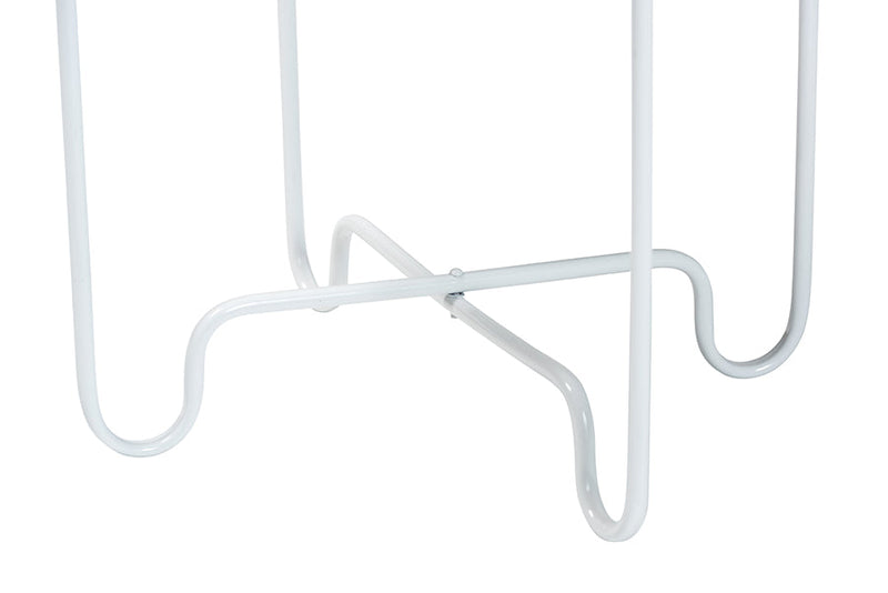 Lapis White Metal Side Table with Scalloped Tray Top Baxton