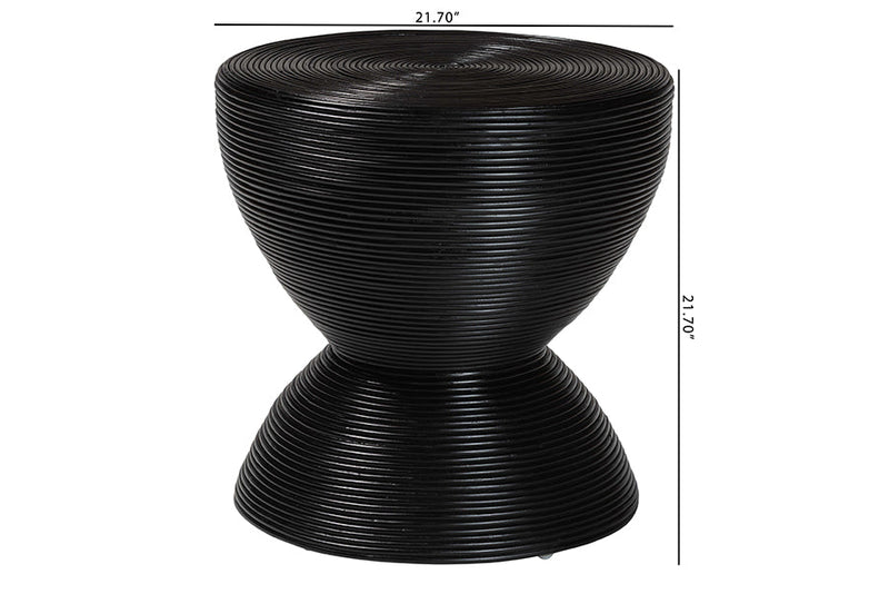 Theanna Laminated Natural Rattan Square Side Table Baxton
