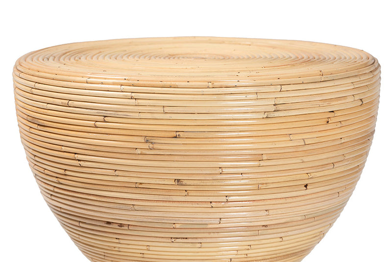 Theanna Laminated Natural Rattan Side Table Baxton