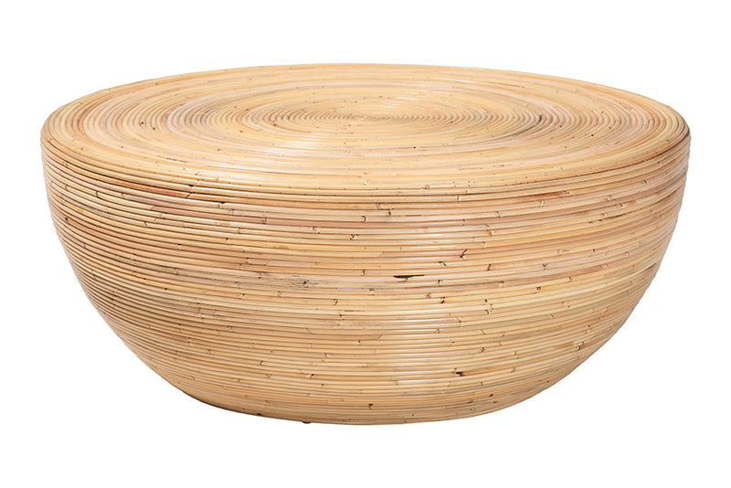 Theanna Laminated Natural Rattan Coffee Table Baxton