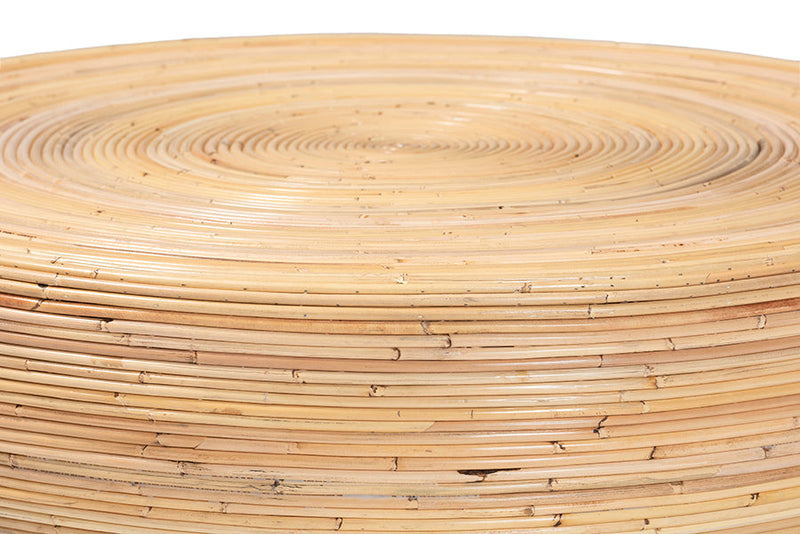 Theanna Laminated Natural Rattan Coffee Table Baxton