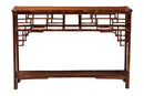 Rajiya Tortoise Natural Rattan Console Table with Open Shelf Baxton