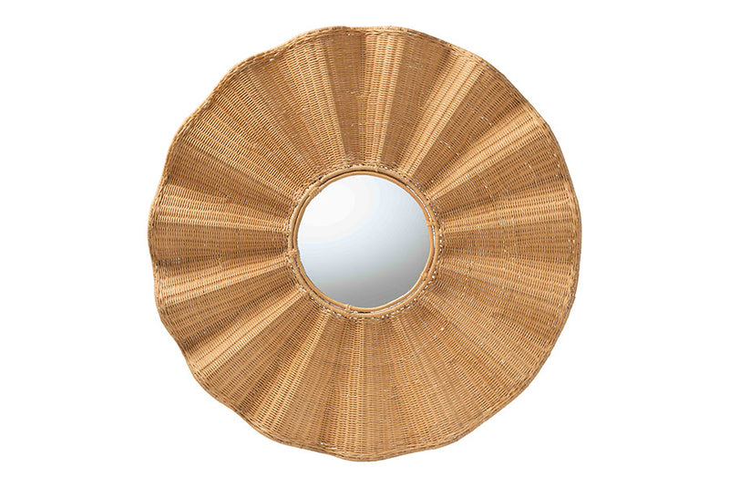 Claire Scalloped Rattan Wall Mirror Baxton