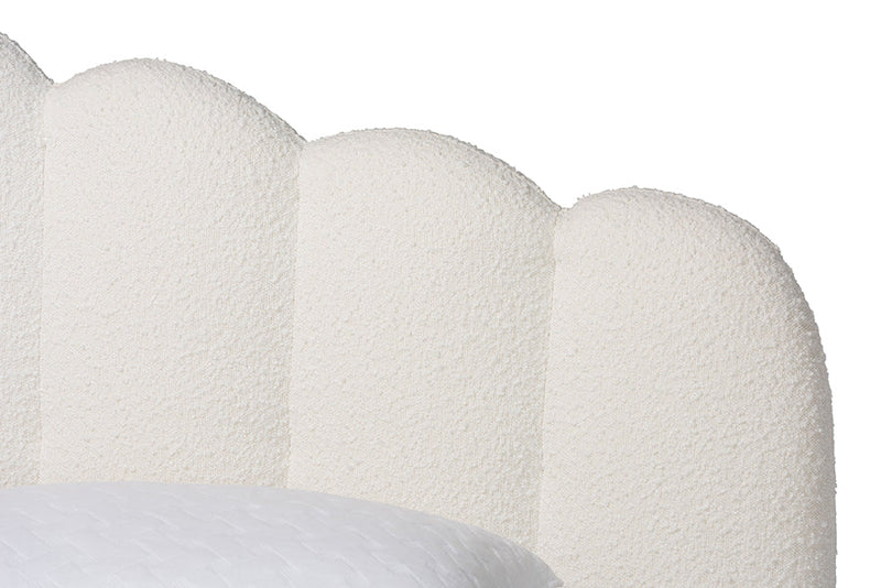 Derenik Modern Cream Boucle Fabric King Size Floating Bed Baxton