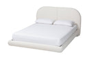 Chabela Floating Platform Bed with Rounded Headboard, Cream King Baxton