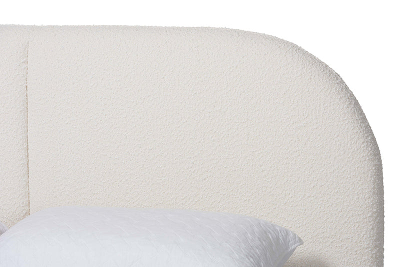 Chabela Floating Platform Bed with Rounded Headboard, Cream King Baxton
