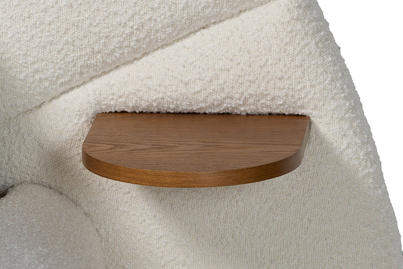 Burris Modern Cream Boucle Fabric King Floating Bed with Built-In Shelves Baxton