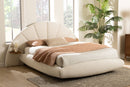 Burris Modern Cream Boucle Fabric Queen Floating Bed with Built-In Shelves Baxton