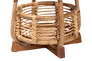 Grenier Natural Rattan and Mahogany Wood End Table Baxton