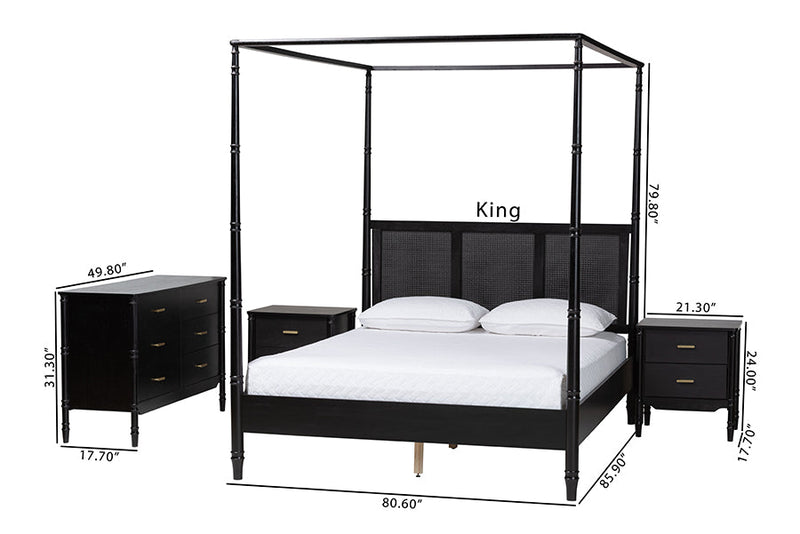 Matilde Bedroom King Size 4Pc Bedrom Set with Two Nightstands Baxton