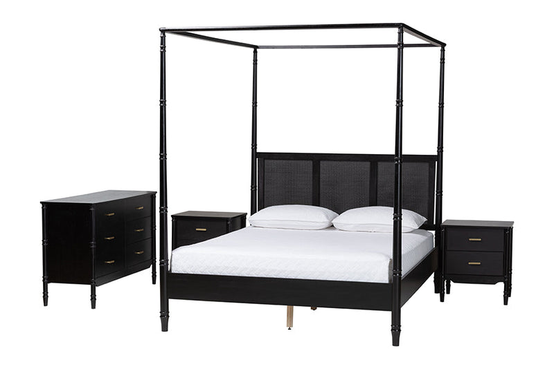 Matilde Bedroom King Size 4Pc Bedrom Set with Two Nightstands Baxton