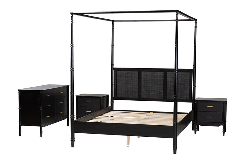 Matilde Bedroom King Size 4Pc Bedrom Set with Two Nightstands Baxton