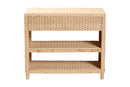 Prunella Braided Natural Rattan Console Table with Drawers and Shelves Baxton