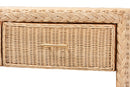 Prunella Braided Natural Rattan Console Table with Drawers and Shelves Baxton