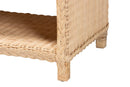 Prunella Braided Natural Rattan Console Table with Drawers and Shelves Baxton