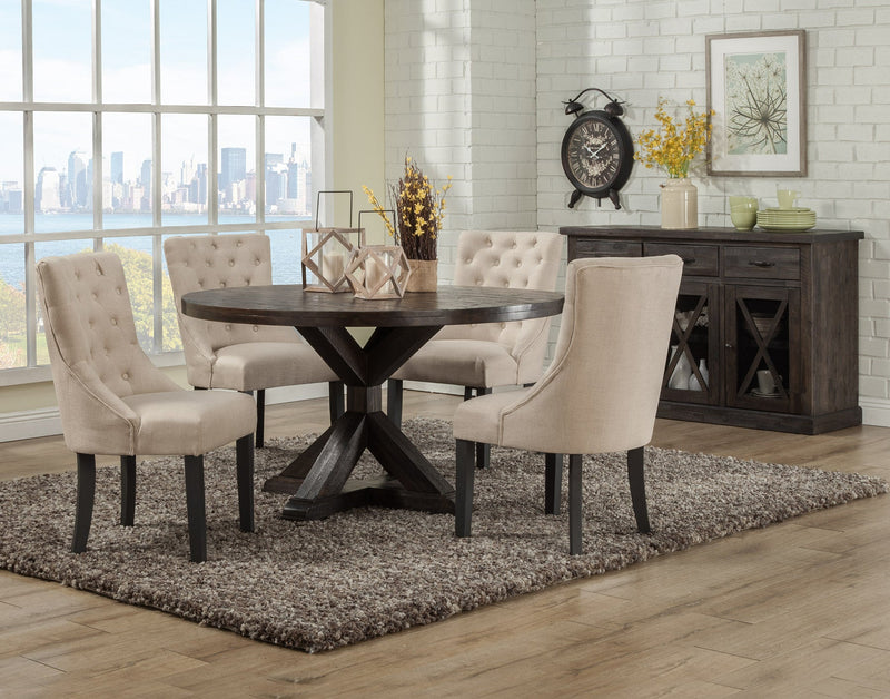 Clara Set of 2 Upholstered Side Chairs, Cream Linen Alpine