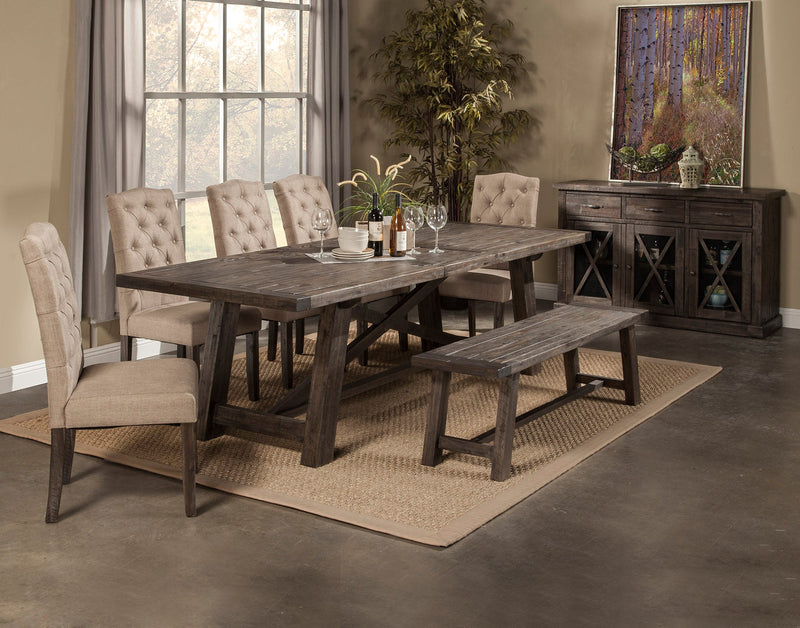 Caldwell Set of 2 Button Tufted Parson Chairs, Salvaged Grey Alpine