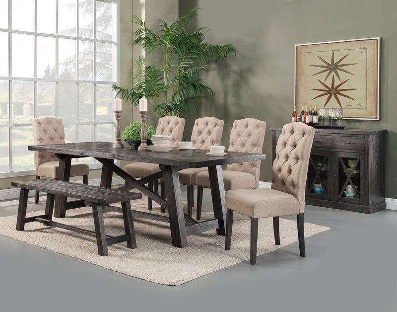 Caldwell Set of 2 Button Tufted Parson Chairs, Salvaged Grey Alpine