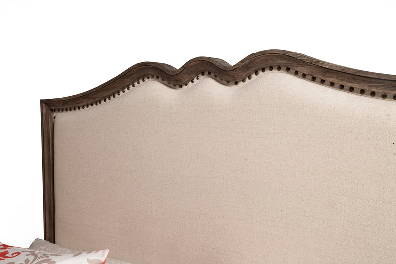 Adele Queen Panel Bed w/Upholstered Head & Footboard, Antique Grey Alpine