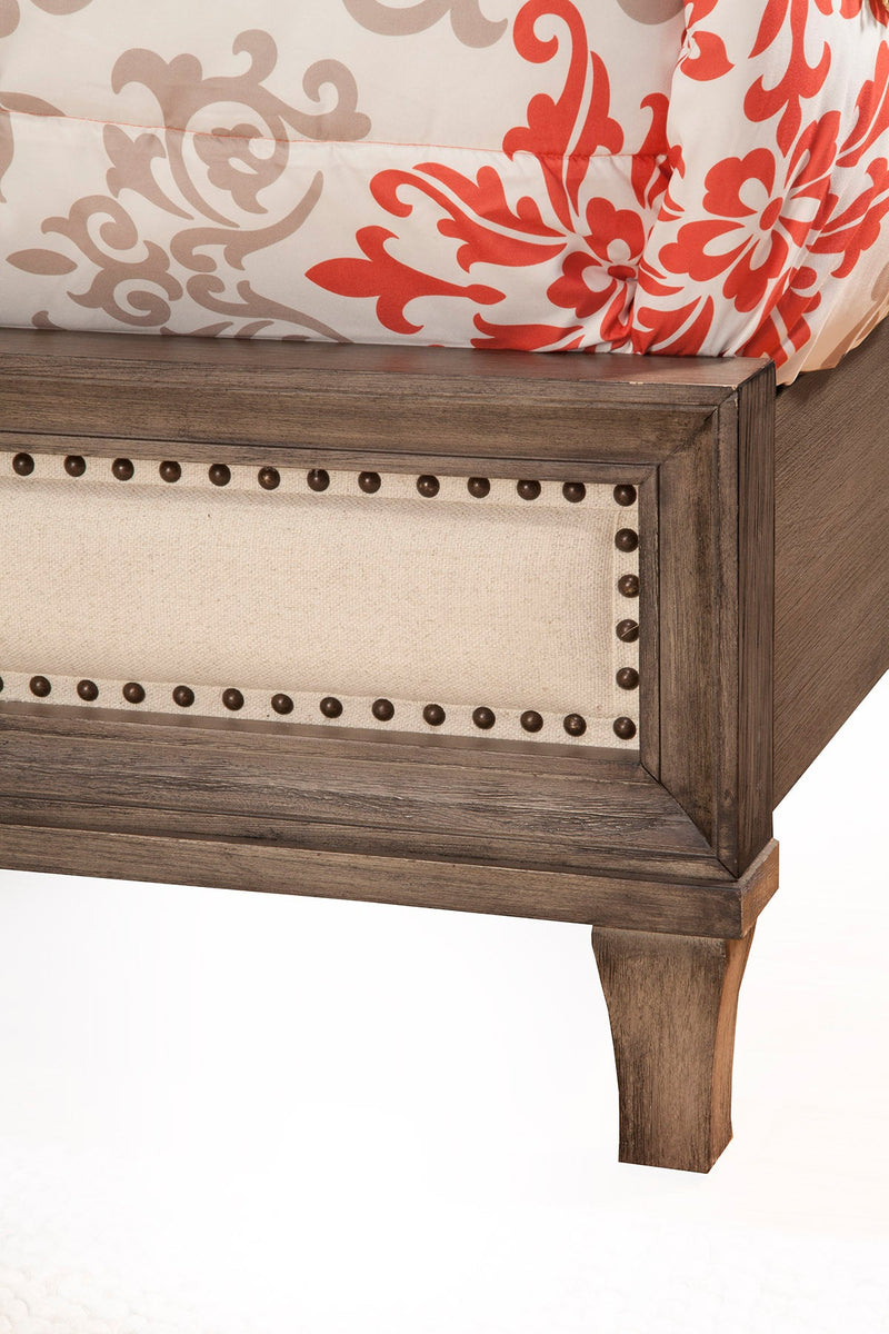 Adele Queen Panel Bed w/Upholstered Head & Footboard, Antique Grey Alpine