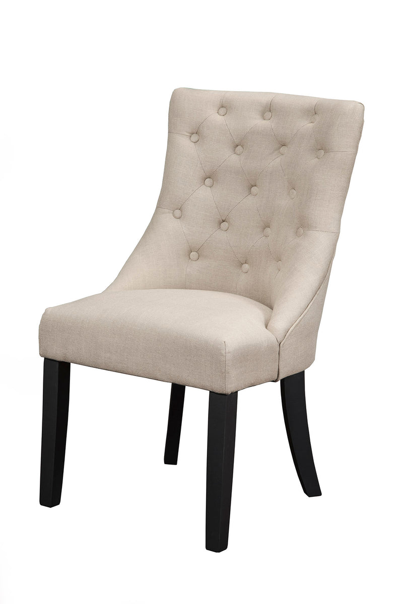 Clara Set of 2 Upholstered Side Chairs, Cream Linen