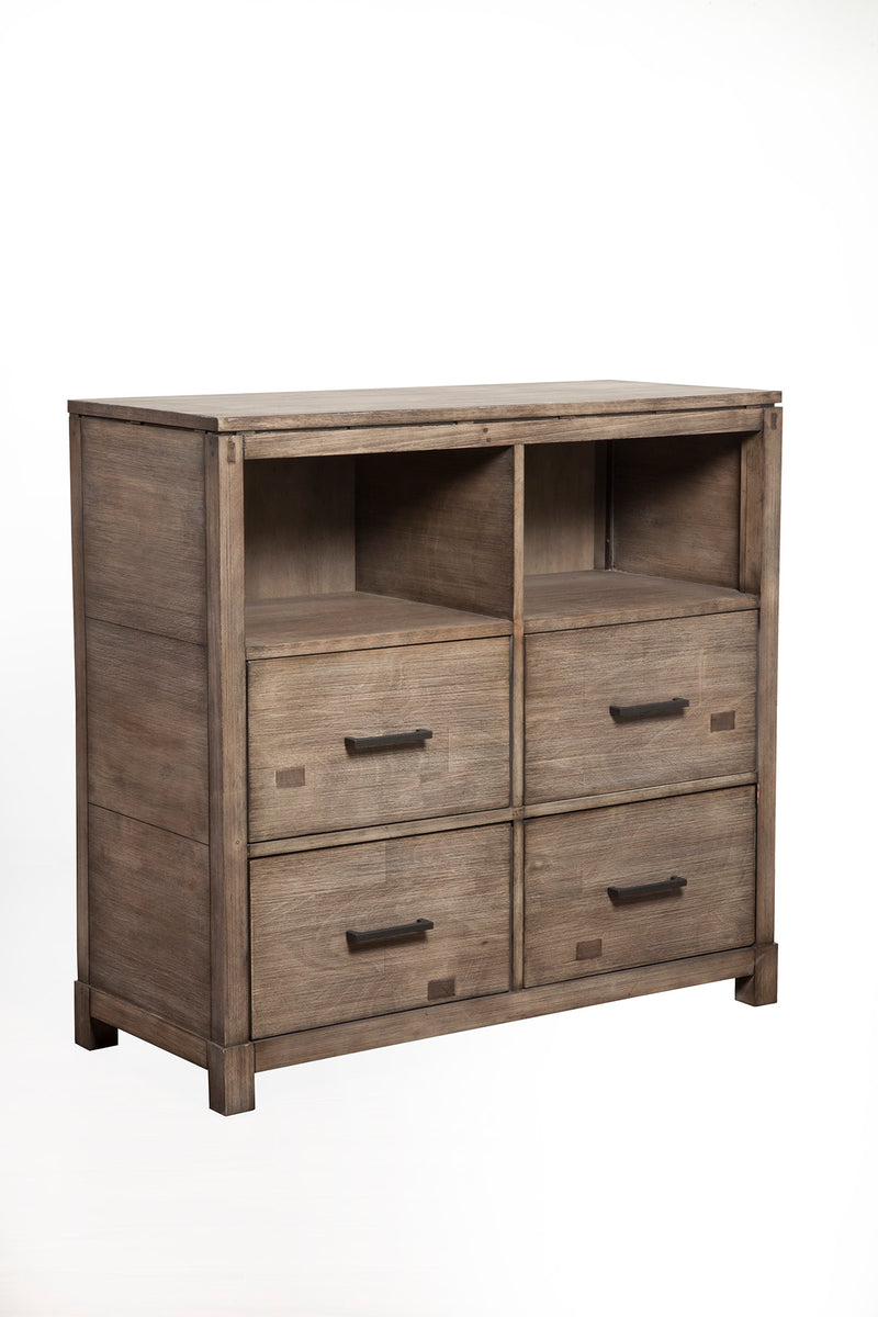 Cardiff 4 Drawer Media Chest, Weathered Grey