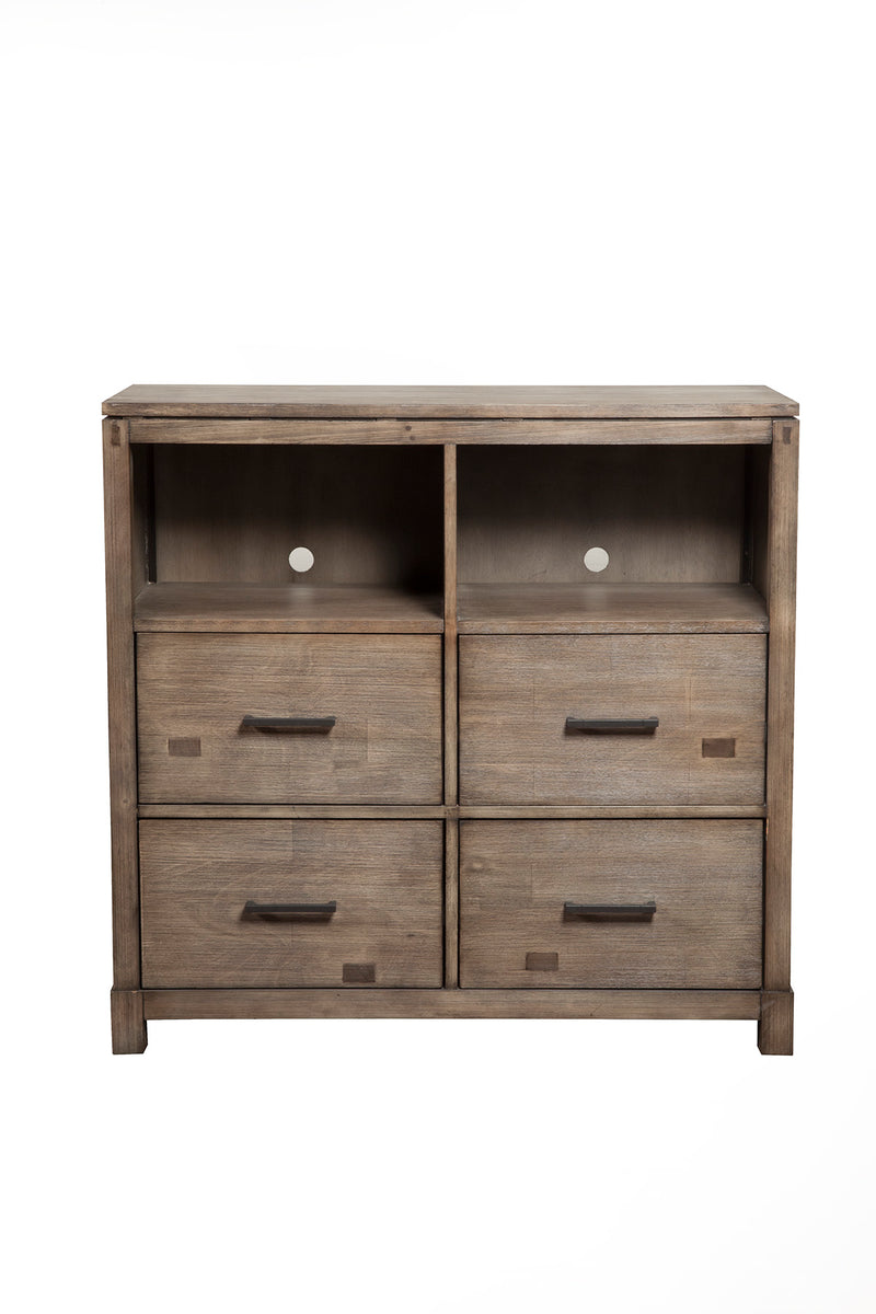 Cardiff 4 Drawer Media Chest, Weathered Grey