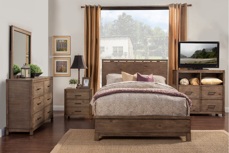 Cardiff California King Panel Bed, Weathered Grey