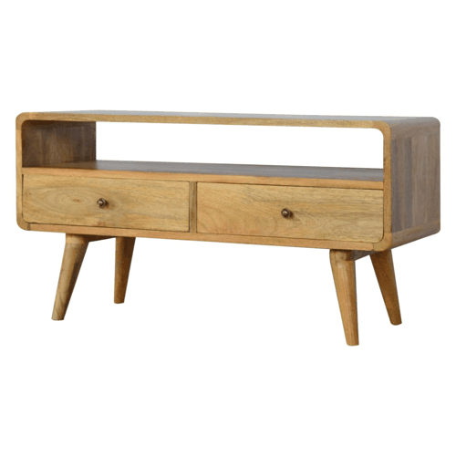 Curved Oak-ish Media Unit Artisan