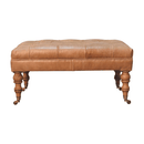 Buffalo Tan Leather Ottoman with Castor Legs Artisan