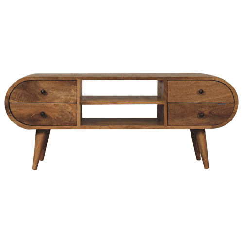 Oak-ish Circular Media Unit with 2 Open Slots Artisan
