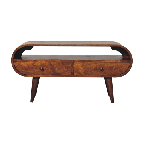 Chestnut Circular TV Stand Artisan