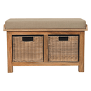 Rattan Basket Beige Linen Bench Artisan