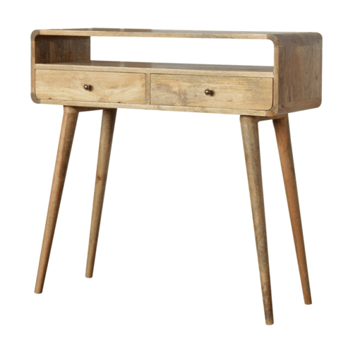 Curved Oak-ish Console Table Artisan