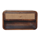 Chestnut Wall Mounted Open Woven Bedside Nightstand Artisan