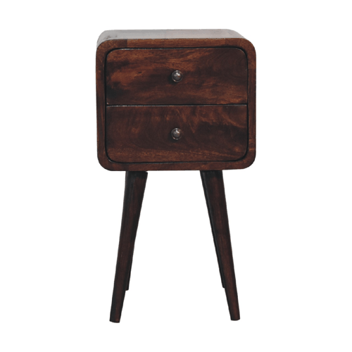 Mini Light Walnut Curved nightstand Artisan