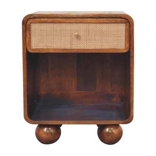 Chestnut Open Woven Bedside Nightstand Artisan