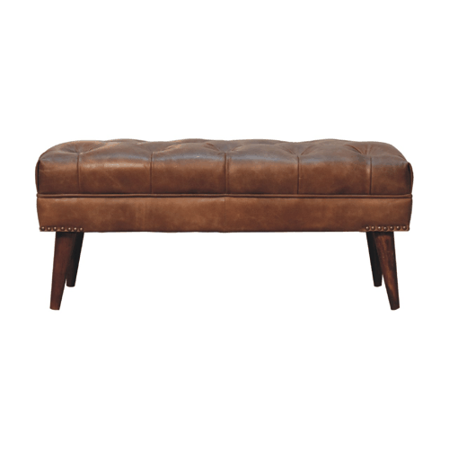 Harbour Brown Leather Bench Artisan