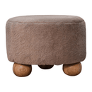 Mocha Faux Fur Round Ball Footstool Artisan