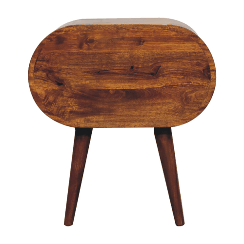 Large Chestnut Circular Bedside Nightstand Artisan