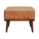 Tan Buffalo Leather Tan Footstool Artisan