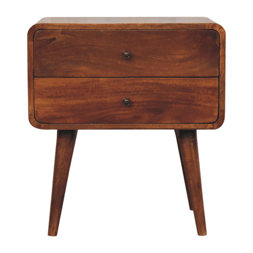 Large Curved Chestnut Bedside Nightstand Artisan